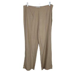 Vintage Sz 8 Diane Gilman Cropped Linen Blend Pants Tan High Rise Flat Front